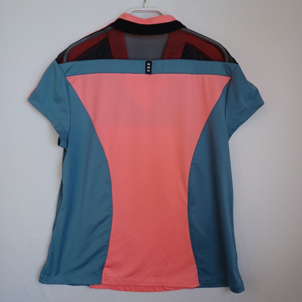 Jamie Sadock Womens Colorblock Mesh Cutout Golf Polo Shirt Pink Blue Medium - Picture 6 of 9